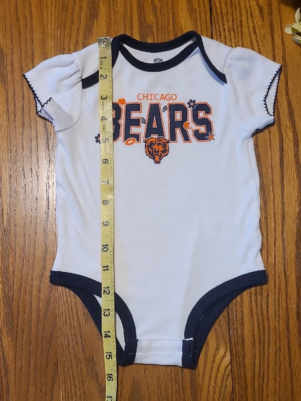 Chicago Bears White & Navy Baby One-Piece Bodysuit - 12 Months